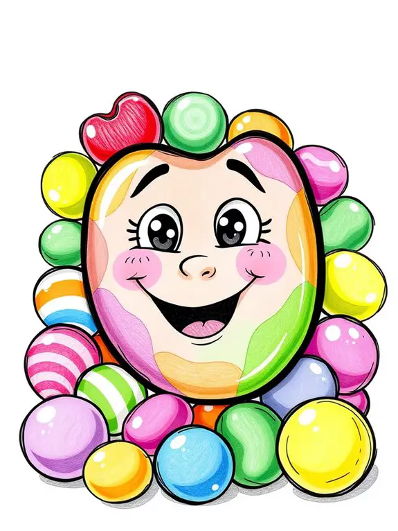 colorful whimsical jellybean sketch