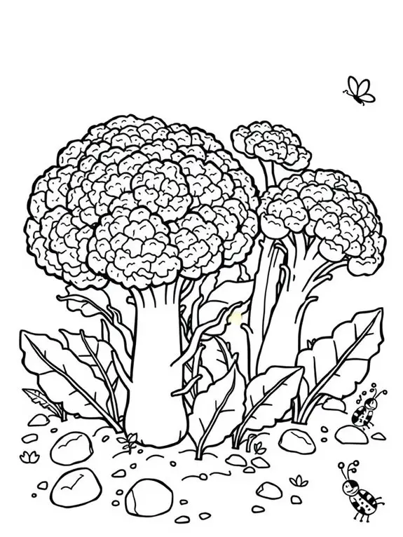 coloring page of broccoli