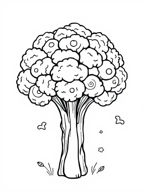 coloring page of broccoli