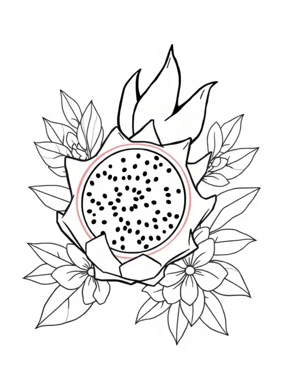 coloring page of dragon fruit