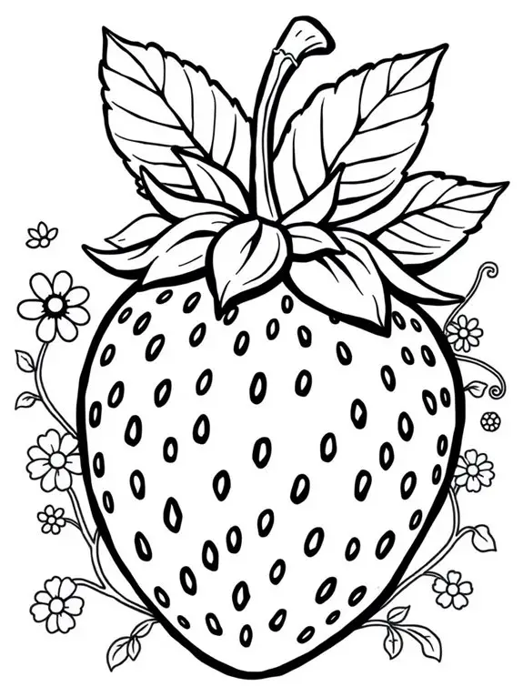 coloring page of strawberries