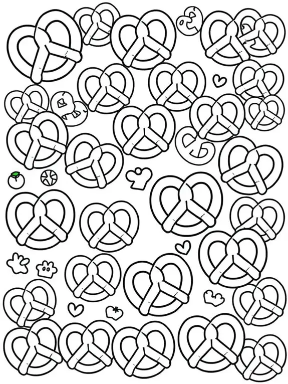 coloring page with pretzels