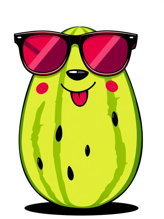 cool watermelon wearing sunglasses