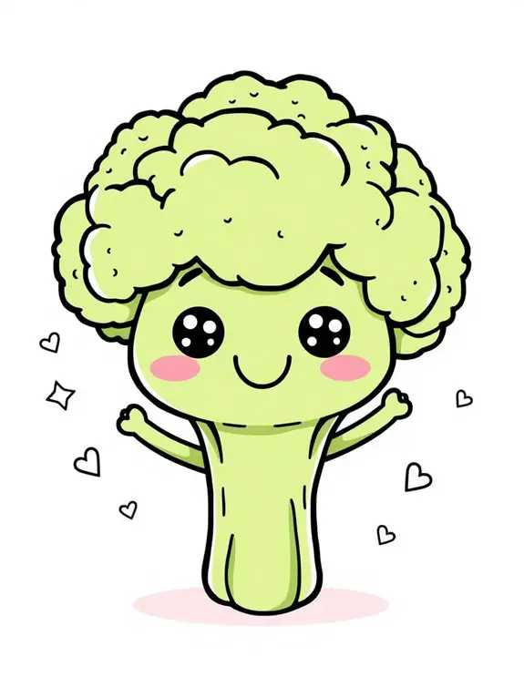 cute broccoli coloring page
