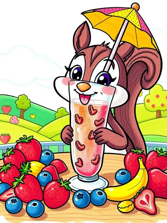 cute character with smoothie