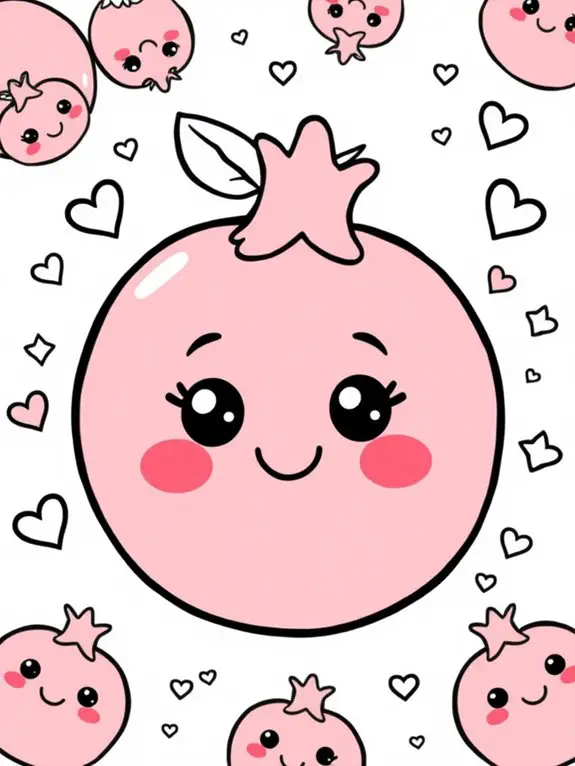 cute pomegranate coloring page