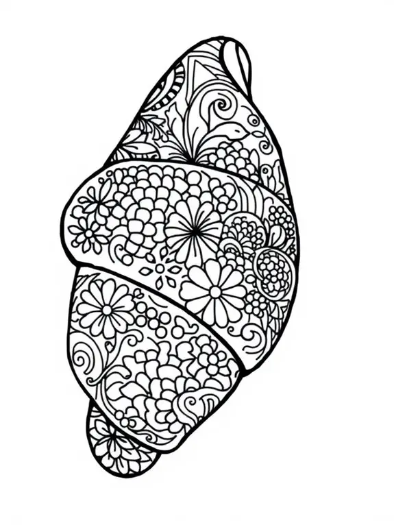 decorative croissant coloring page