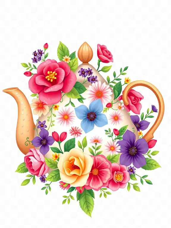 decorative floral teapot design