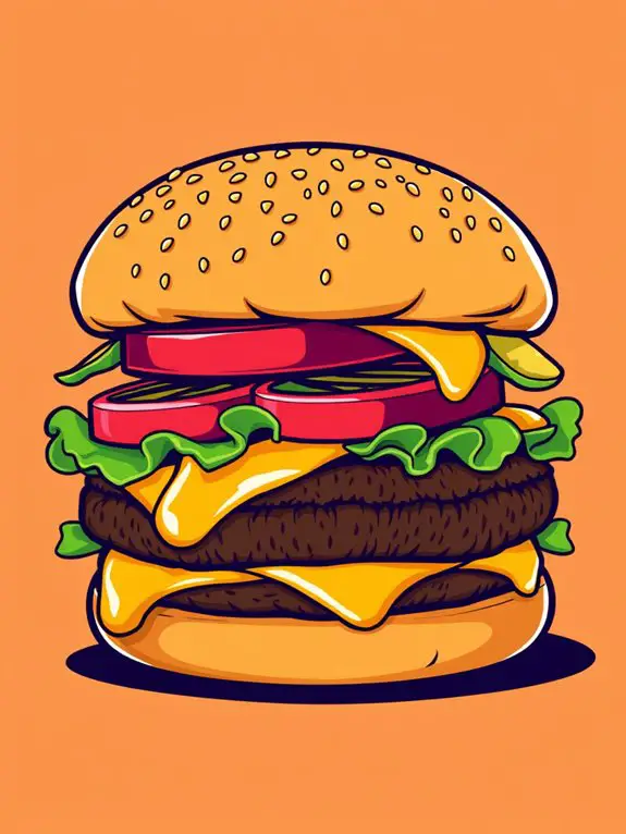 delicious cheeseburger graphic illustration