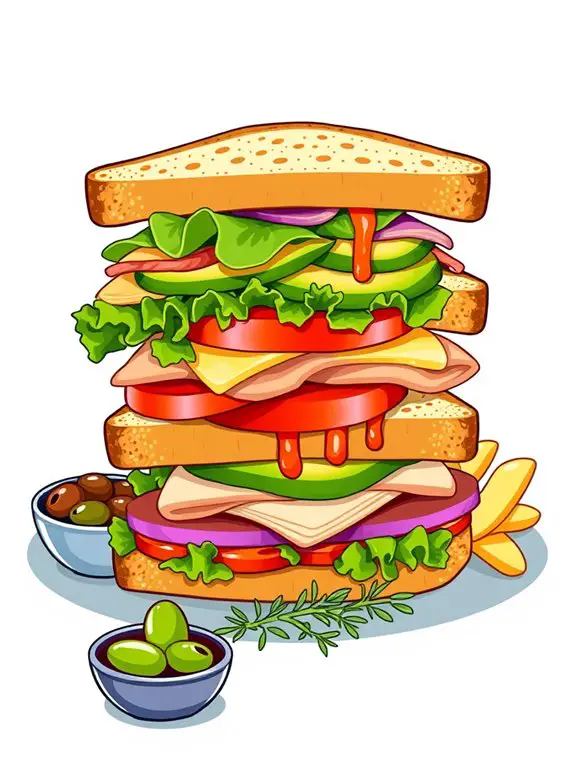 delicious gourmet sandwich illustrations