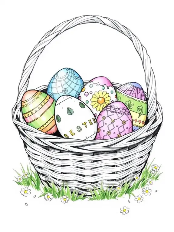 easter basket with eggs