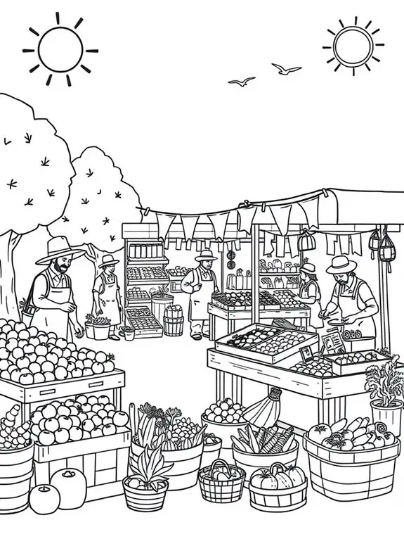 farmers market stall coloring