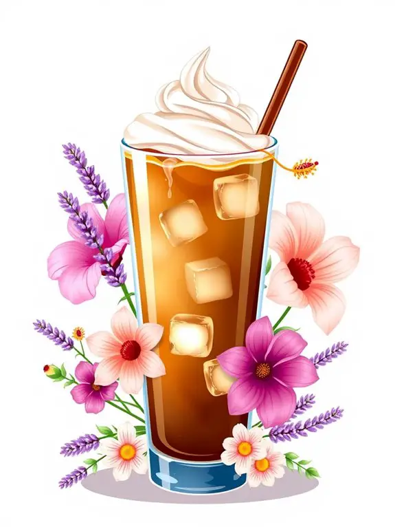 floral iced coffee design