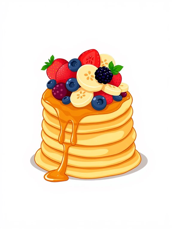 fruit topped pancake illustration