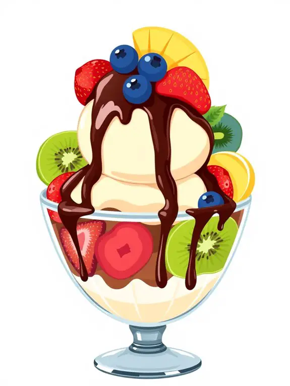 fruit topped sundae illustration
