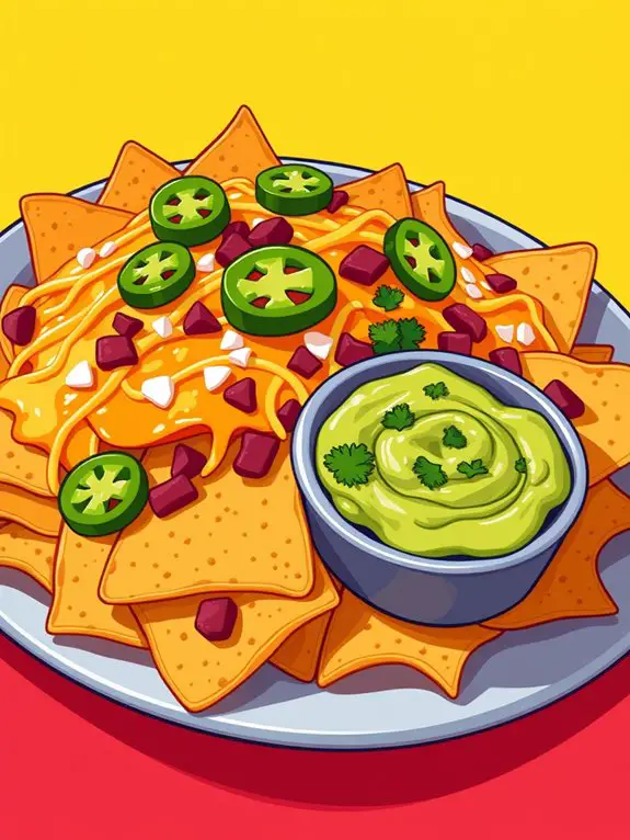 guacamole topped nachos clipart