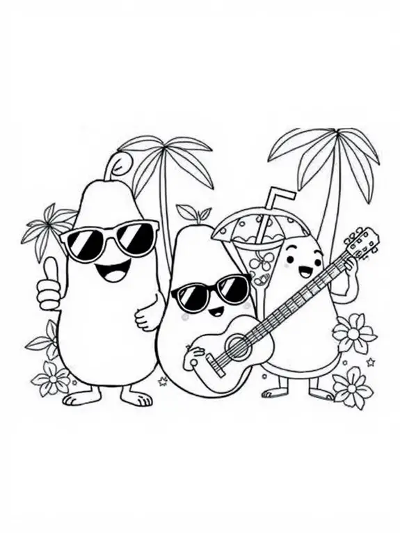 guava themed coloring page fun