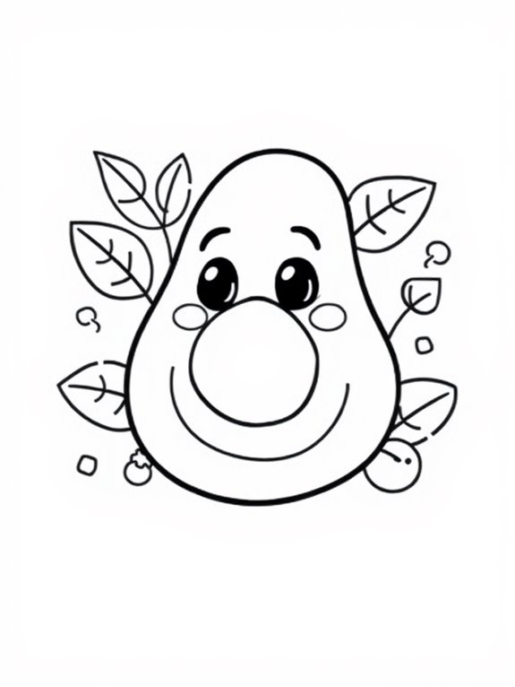 happy avocado coloring page
