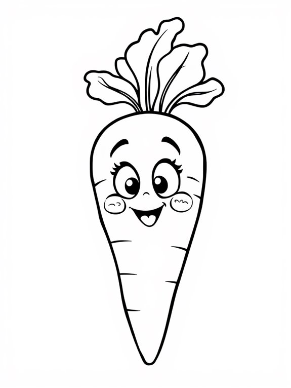 happy carrot coloring page