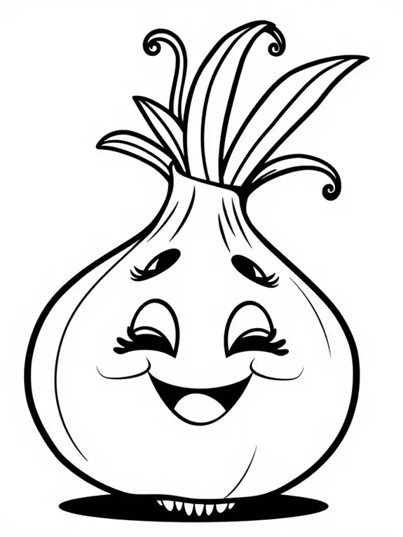 happy onion coloring page