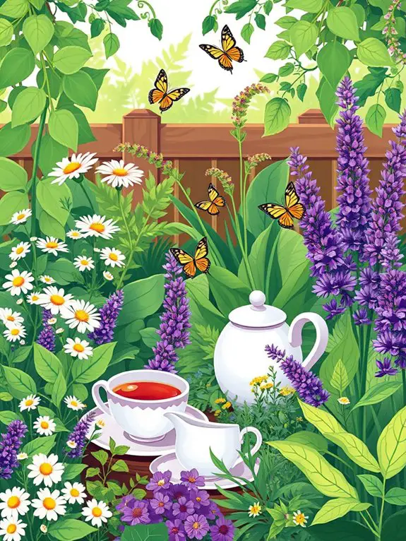 herbal tea garden illustration