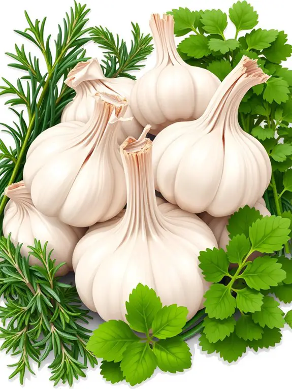 herbs infused garlic illustration