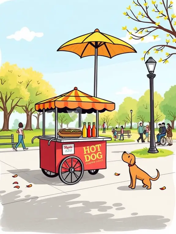 hot dog cart illustration