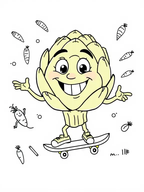 humorous artichoke coloring page