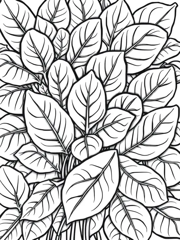 intricate spinach leaves design