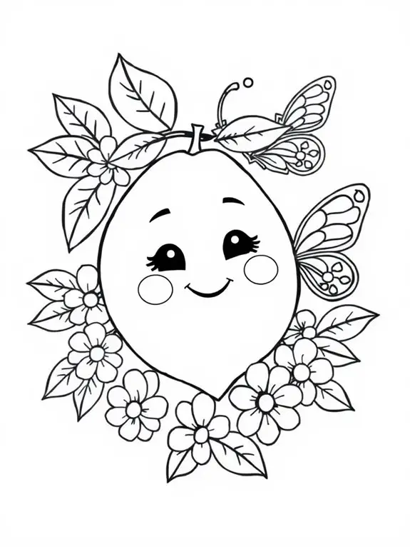 lemon butterfly coloring page