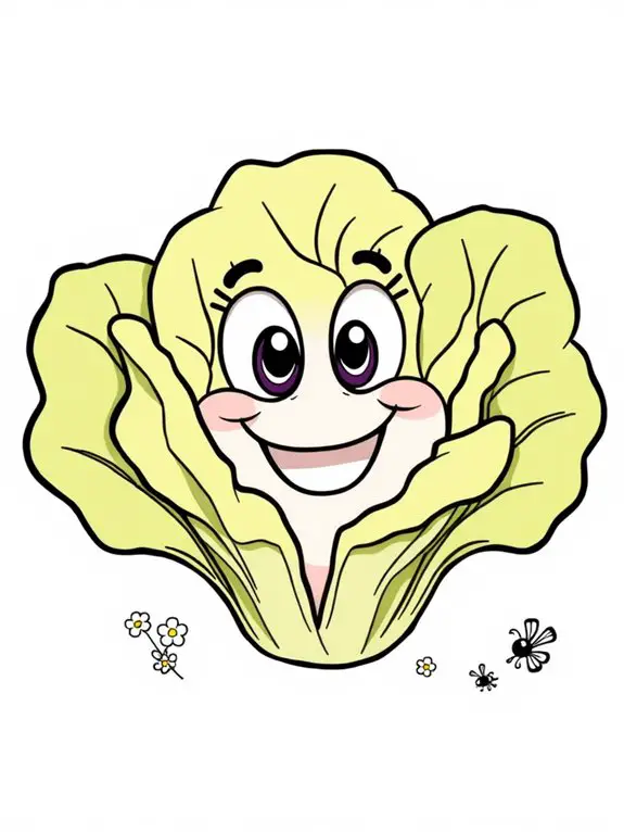 lettuce cartoon coloring page