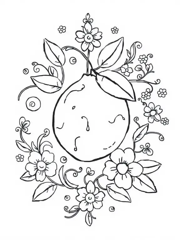 lime floral coloring page