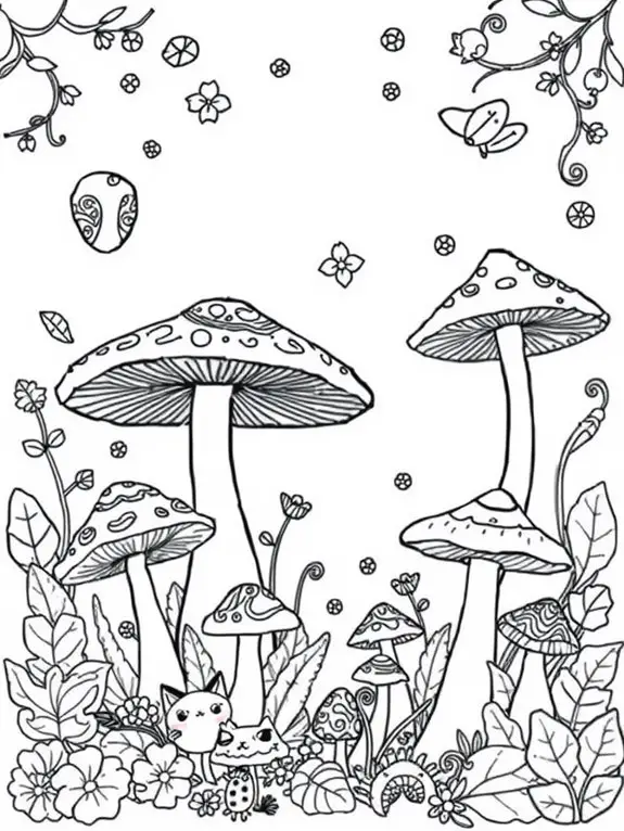 mushroom themed coloring page