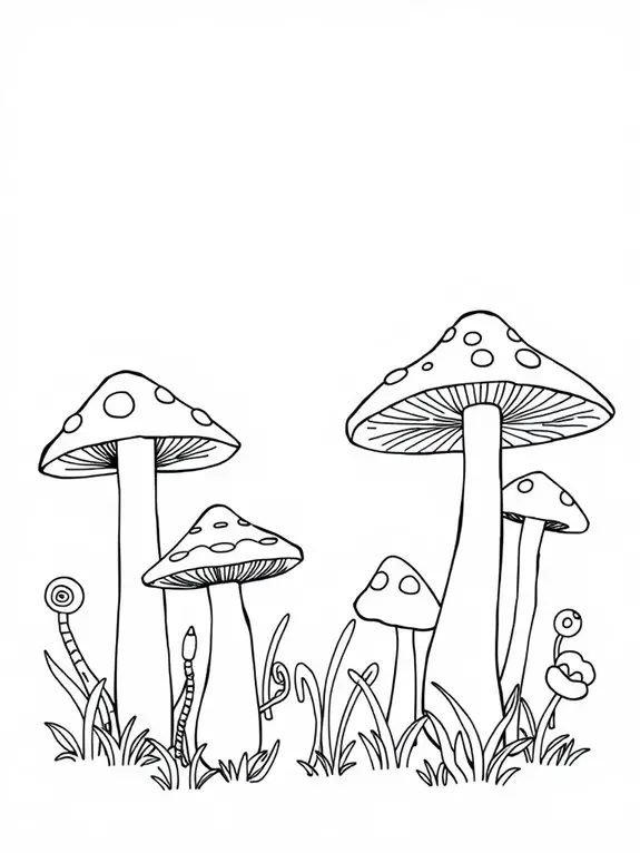 mushroom themed coloring page design