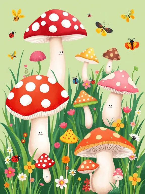 mushroom themed garden clipart collection