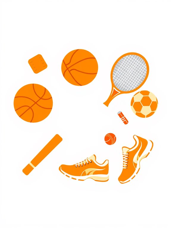 orange sports gear illustrations