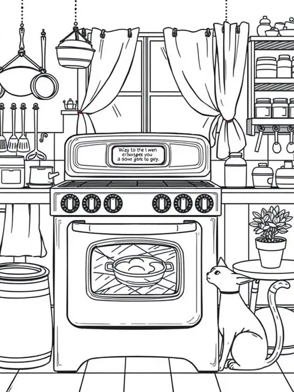 oven illustrated with lines