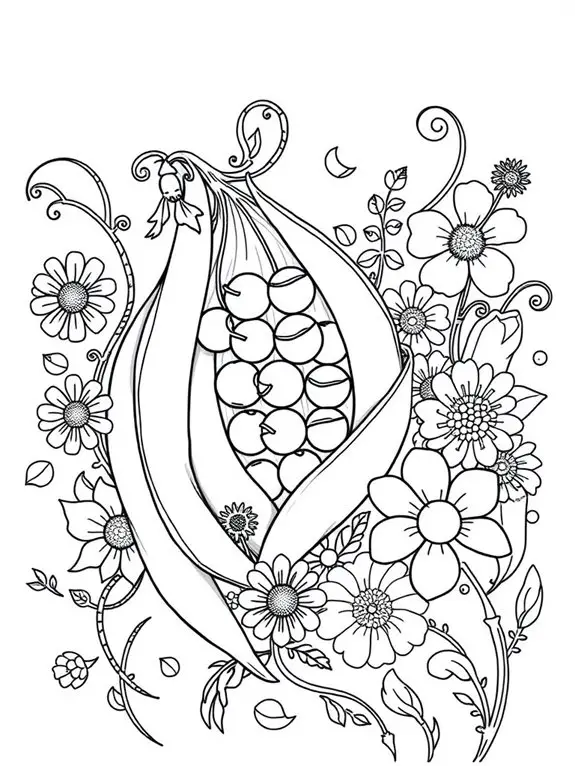 peas and flowers illustration