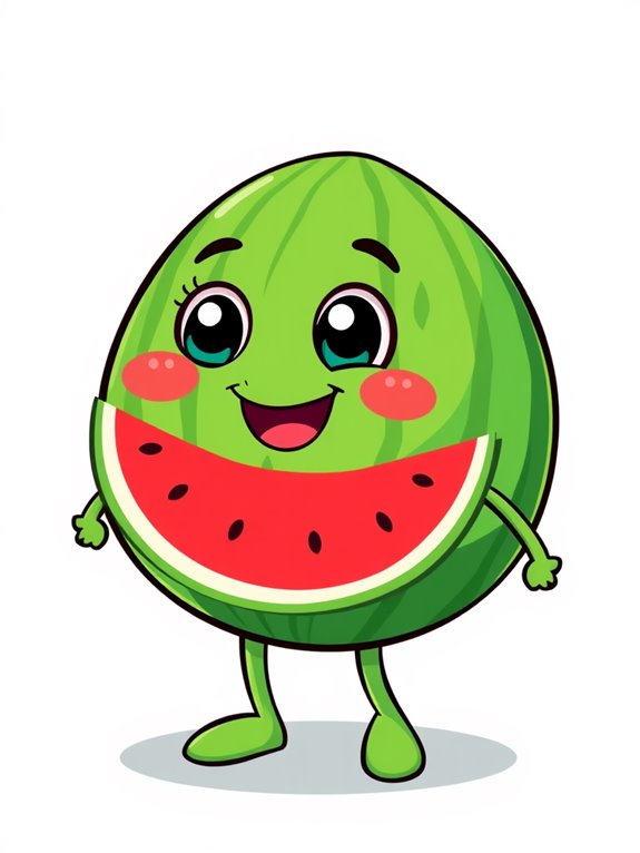 playful watermelon cartoon character
