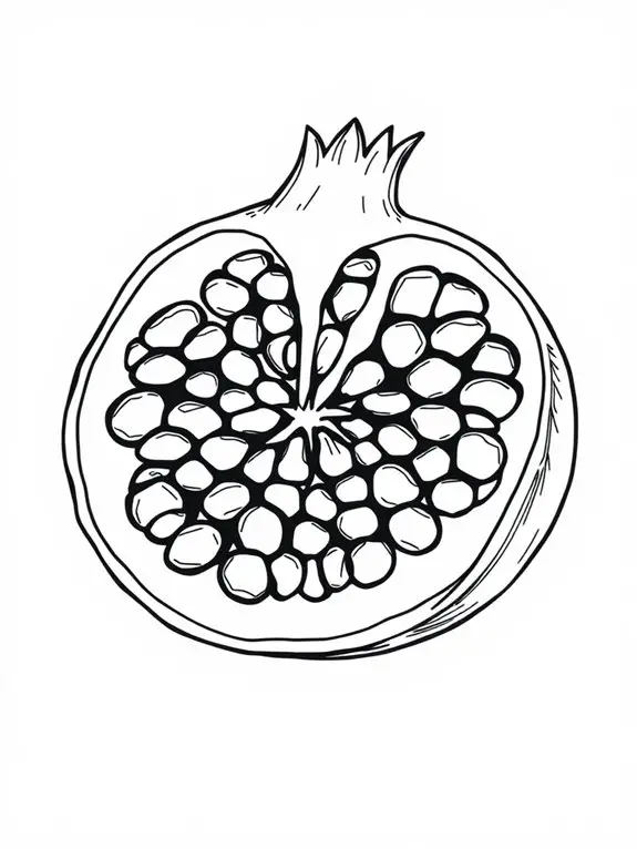 pomegranate slice coloring page