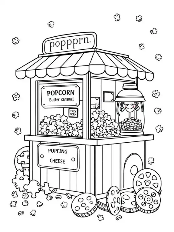 popcorn stand coloring page