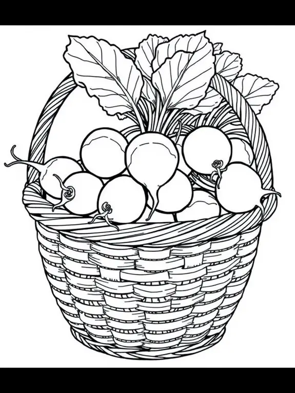 radish basket coloring page
