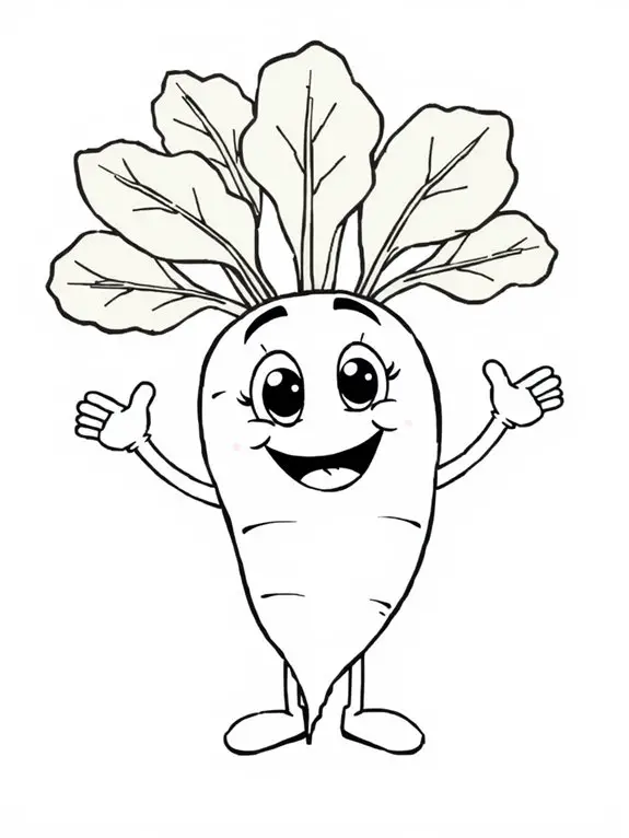 radish character coloring page
