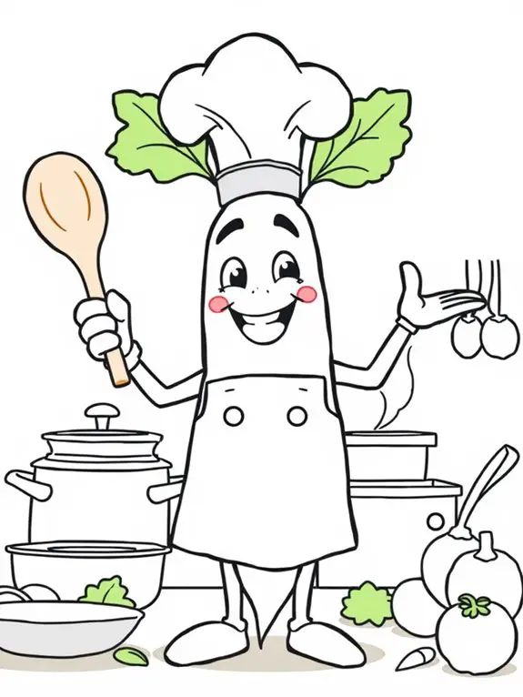 radish chef coloring page