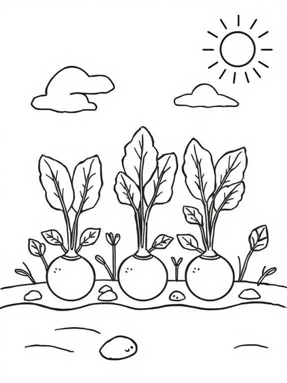 radish garden coloring page