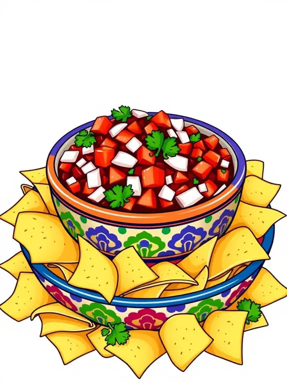 salsa bowl and nachos