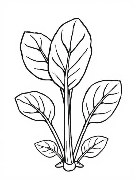spinach plant coloring page