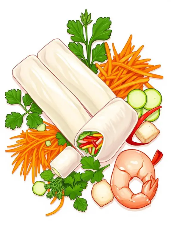 spring roll ingredient illustrations