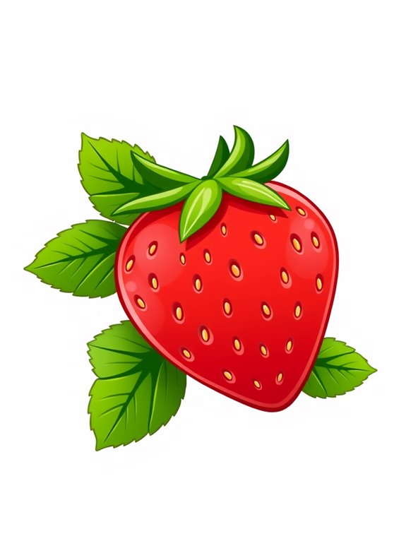 strawberry clipart with leaves