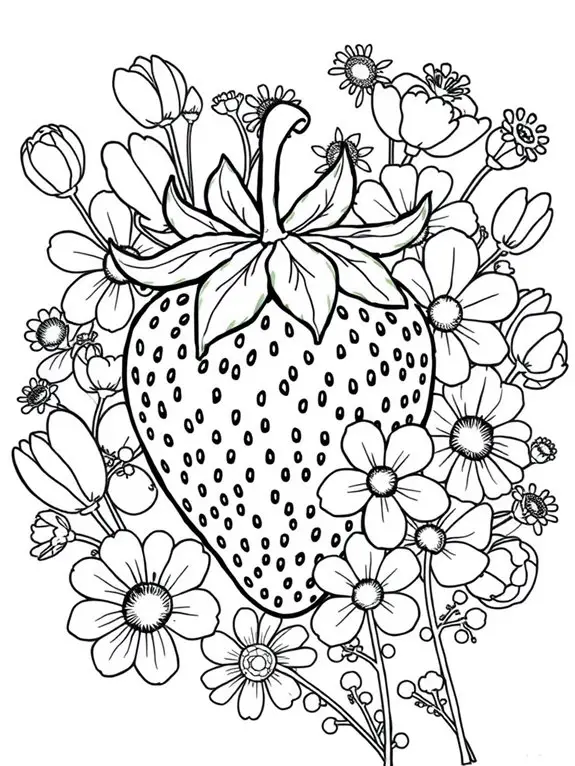 strawberry flower coloring page
